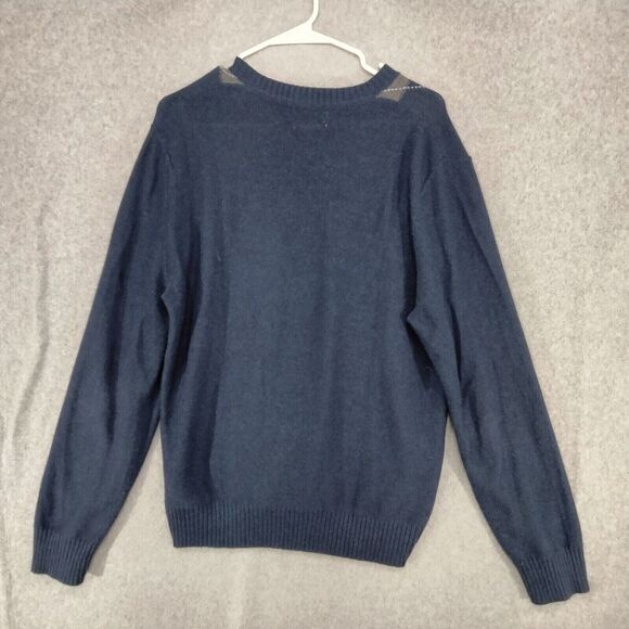 Banana Republic Sweater Mens M Angora Cashmere Blue Argyle Luxury Blend V-Neck - Picture 8 of 11